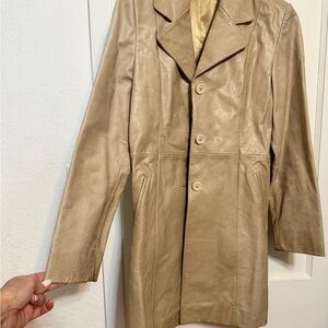 Women's Tan Beige 3/4 Length Custom Italian Leather Jacket